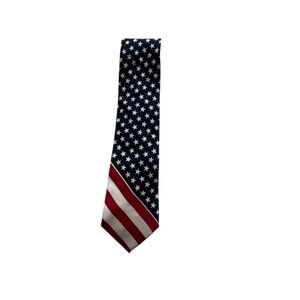 Tommy Hilfiger American Flag Tie USA Stars & Stripes Silk Necktie  H10